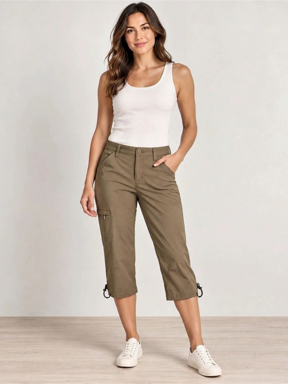 Eddie Bauer Guide Pro High Rise Capri Brown Size 0